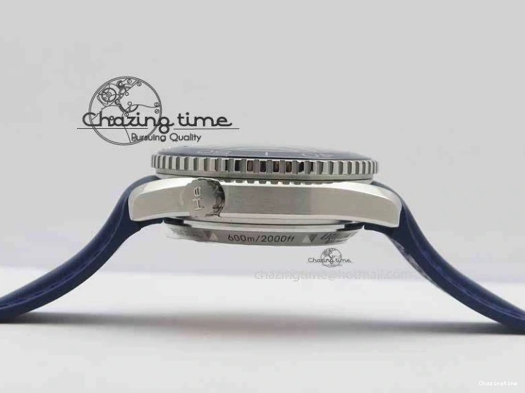 0508 Chic Planet Ocean Master Chrono 45mm SS OM 1:1 Best Edition Blue Dial On Blue Rubber Strap A 8172